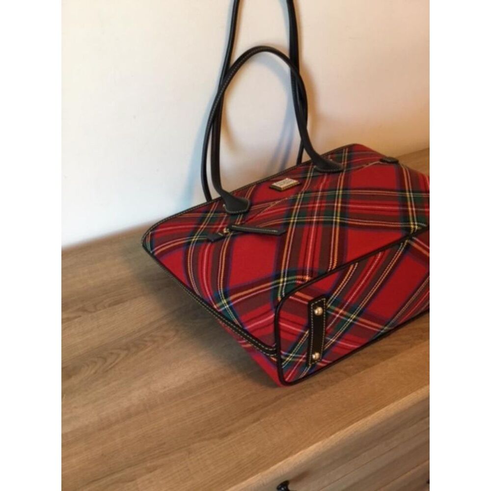 Dooney & Burke Red Plaid Tartan Tote w/Black Leather Trim NWOT - Picture 10 of 11